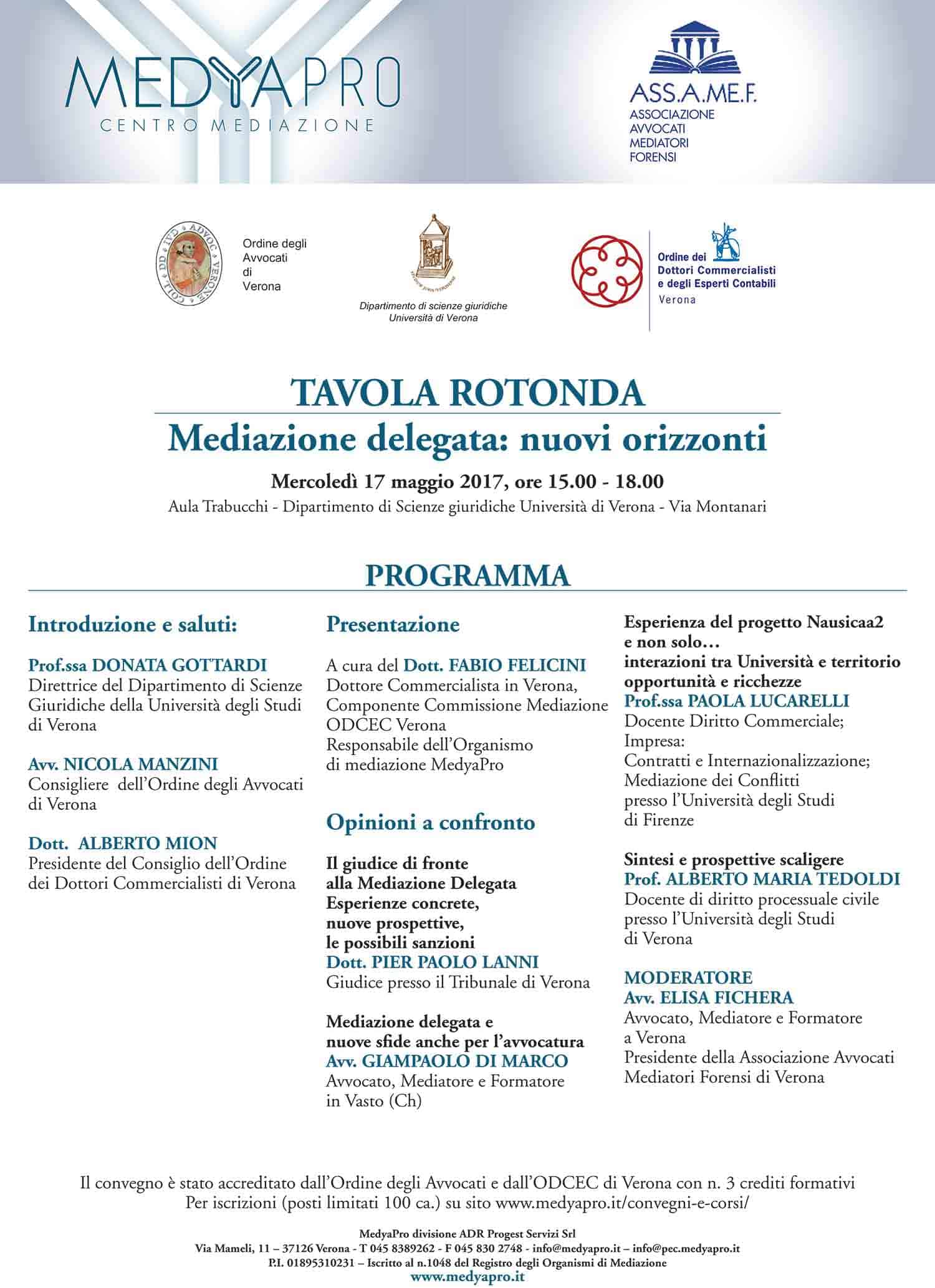 mediazione delegata tavola rotonda maggio 2017