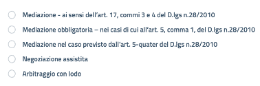 scelta procedura credito di imposta mediazione